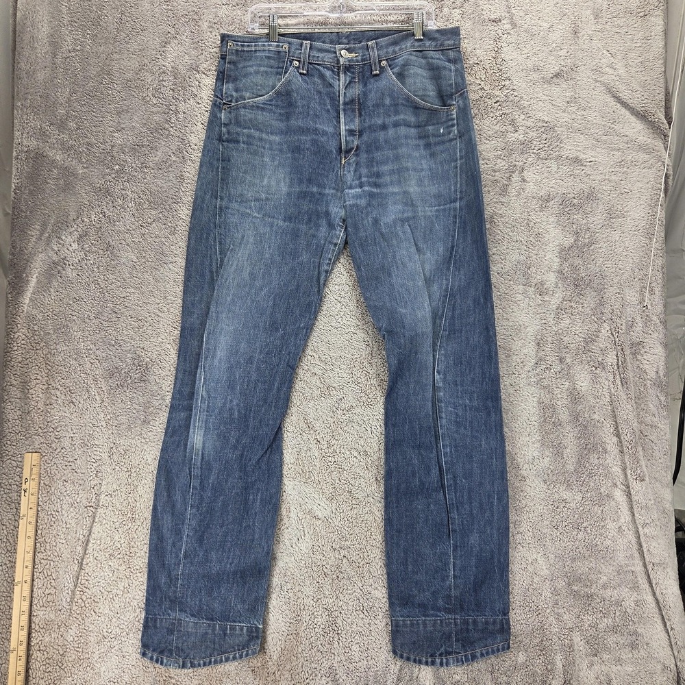 Vintage Levis Engineered Jeans Mens 34x34 Blue Twisted Button Fly Medium Wash